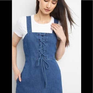 Gap Denim Lace Up Midi Tank Dress (Slit closed)